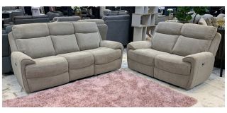 Sofia Beige Fabric 3 + 2 Sofa Set Electric Recliners With USB Ports 50321