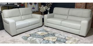 Lucca Cream Leather 3 + 2 Sofa Set Sisi Italia Semi-Aniline With Wooden Legs High Street Furniture Store Cancellation 50326