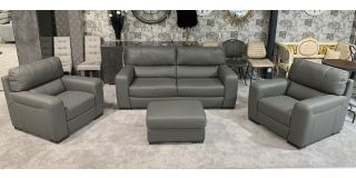 Lucca Grey Leather 3 + 1 + 1 + Footstool Sisi Italia Semi-Aniline With Wooden Legs High Street Furniture Store Cancellation 50328