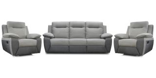 Avanti Two-Tone Smoke-Grey 3 + 1 + 1 Manual Recliners In Micro-Fibre Fabric - Other Colours Available Brown-Smoke And Grey-Charcoal With USB 50387