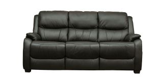 Palermo Black Leather Static 3 Seater With 2 Manual Armchair Recliners Also Available In Burgundy And Grey