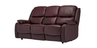 Palermo Burgundy Leather Static 3 Seater With 2 Manual Armchair Recliners Also Available In Black And Grey