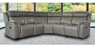 Marco 2C2 Leather Manual Recliner Corner Sofa Available In Light Grey - Smoke And Pewter