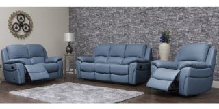 Serena 3 + 2 + 1 Leather Manual Recliners Sky Blue Also Available In Pearl Grey And Black 50398