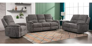 Danielle 3 + 2 + 1 Electric Recliners Upholstered In A Tactile Ash Hopsack Fabric With USB Ports - Anteploe Also Available 50403