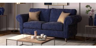 Darling 3 + 2 Navy Scroll Arm Fabric Sofa Set With Wooden Legs Other Combinations And Fabrics Available