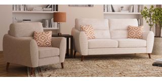 Meller 3 + 2 Beige Fabric Sofa Set With Wooden Legs Other Combinations And Fabrics Available