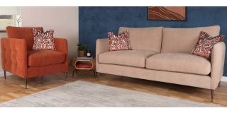 Worren 3 + 2 Beige Fabric Sofa Set With Chrome Legs Other Combinations Fabrics And Leather Finish Also Available