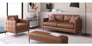 Worren 3 + 2 Tan Leather Sofa Set With Black Metal Legs Other Combinations Leathers And Fabrics Available