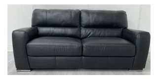 Lucca Black Large Leather Sofa Sisi Italia Semi-Aniline With Wooden Legs High Street Furniture Store Cancellation 50467