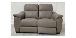 Livorno Grey Regular Leather Electric Recliner Sofa With USB - Few Scuffs (see images) Ex-Display Showroom Model 50491