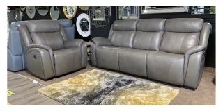 Marco Grey Leather 3 + 1 Sofa Set Manual Recliner Ex-Display Showroom Model 50509