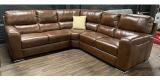 Lucca Brown 2C2 Leather Corner Sofa Sisi Italia Semi-Aniline With Wooden Legs High Street Furniture Store Cancellation 50522