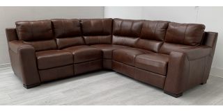 Lucca Brown 2C2 Leather Corner Sofa Double Electric Recliners Sisi Italia Semi-Aniline With Wooden Legs High Street Furniture Store Cancellation 50574