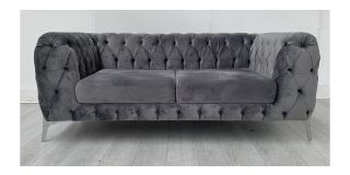 Sandringham Grey Regular Plush Velvet Sofa With Chrome Legs - Few Scuffs (see images) Ex-Display Showroom Model 50575