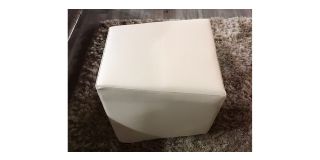 Cream Leather Footstool Ex-Display 50590