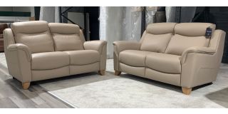 Parker Knoll Hudson 2 + 2 Full Corrected Grain Leather Sofa Set With Wooden Legs High Street Store Cancellation 50604