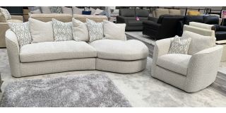 Victoria Albie Natural Fabric Chaise Corner Sofa With Scatter Back And Matching Armchair - Other Colours And Seating Available