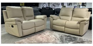 Douglas New Trend Cream Semi-Aniline Leather 2 + 2 Electric Recliner Sofas - Ex-Display Showroom Model 50635