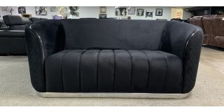 Fendi Black Regular Plush Velvet Sofa With Chrome Trim Damaged And A Few Scuffs - Ex-Display Showroom Model 50637
