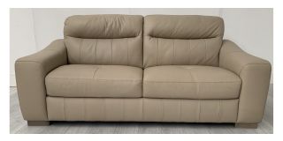 Venezia Cream Large Leather Sofa Sisi Italia Semi-Aniline With Wooden Legs - Few Scuffs (see images) Ex-Display Showroom Model 50656