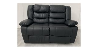 Roma Black Bonded Leather Regular Sofa Manual Recliner Ex-Display Showroom Model 50661