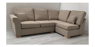 Hugo Beige RHF Fabric Corner Sofa With Wooden Legs Ex-Display Showroom Model 50663