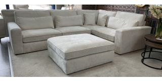 Anika Rhf Ivory Soft Touch Chenille Fabric Corner Sofa With Footstool Also Available In Grey And Mocha