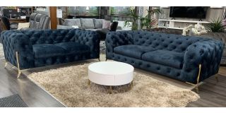 Chelsom 32 Ink Blue Fabric Sofa Set With Metal Legs Also Available In Grey - Armchair Available £899 (width 126cm)