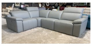 Jacopo 1c3 Lhf Grey Semi Aniline Leather Electric Recliner Corner With Electric Headrests Other Colours And Leather Available