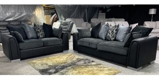 Maisy 3 + 2 Black Scatter Back Fabric Sofa Set