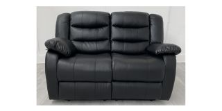 Roma Black Bonded Leather Regular Sofa Manual Recliner - Few Scuffs (see images) Ex-Display Showroom Model 50711