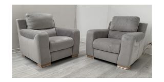 Lucca Grey Plush Velvet 1 + 1 Electric Recliner Armchairs Sisi Italia With Wooden Legs - Few Marks (see images) High Street Furniture Store Cancellation 50712