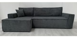 Totti LHF Grey Jumbo Cord Fabric Corner Sofa Bed With Storage Compartment