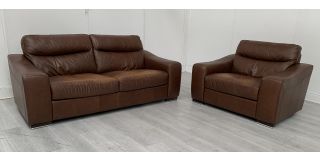 Venezia Brown Leather 3 + 1 Sofa Set Sisi Italia Semi-Aniline - Colour Faded (see images) Ex-Display Showroom Model 50717