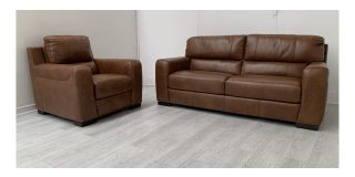 Lucca Tan Leather 3 + 1 Sofa Set Sisi Italia Semi-Aniline With Wooden Legs High Street Furniture Store Cancellation 50718