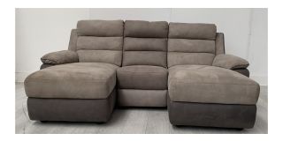 Double Chaise 3 Seater Beige Seude Fabric Sofa - Few Scuffs (see images) Ex-Display Showroom Model 50726