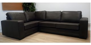 Luisa LHF Square Arm Corner Sofa In Black Bonded Leather