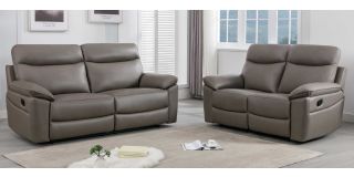 Lago 3 + 2 Grey Corrected Grain Leather Manual Recliners Sofa Set