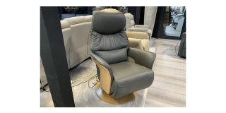 Grey Semi Aniline Electric Recliner Swivel Armchair With Wooden Base Ex-furniture Village Store Cancellation 50818
