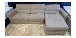 Amalfi Beige Fabric Rhf Sofa Bed With Storage Section Ex-Display Showroom Model 50824