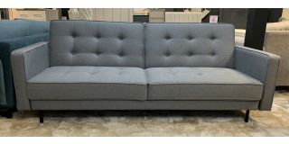 Rossiyn Fold Back Sofa Bed Grey Fabric With Metal Legs - Bed Size (d)110cm (w)190cm Ex-Display Showroom Model 50826