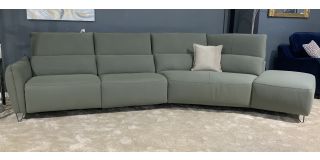 Nashira Light Green Aniline Leather Rhf Electric Recliner Corner