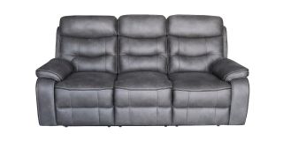 Gizelle 3 + 2 Grey Soft Hard Wearing Fabric High Back Manual Recliner Sofa Set With Contrast Piping