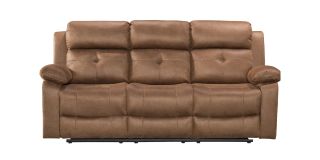 York 3 + 2 Tan Hard Wearing Fabric High Back Manual Recliner Sofa Set