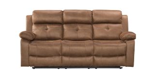 Robert 3 + 2 Tan Hard Wearing Fabric High Back Manual Recliner Sofa Set