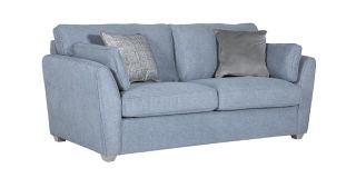 Trel Blue Sofa Bed Breathable Linen Look Fabric With Solid Wooden Legs With A Limed Oak Finish