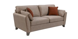 Trel Biscuit Sofa Bed Breathable Linen Look Fabric With Solid Wooden Legs With A Limed Oak Finish