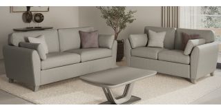 Trel 3 + 2 Light Grey Breathable Linen Look Fabric Sofa Set With Solid Wooden Legs With A Limed Oak Finish