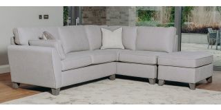 Trel Light Grey RHF Corner Sofa Breathable Linen Look Fabric With Solid Wooden Legs With A Limed Oak Finish